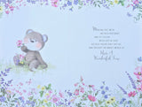 Great Granddaughter Birthday - Cute Bear & Flowers