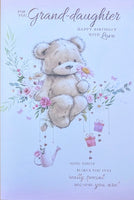 Granddaughter Birthday - Cute Bear On Flowers