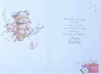 Granddaughter Birthday - Cute Bear On Flowers