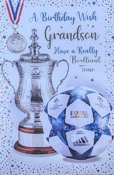 Grandson Birthday - Football & Trophy