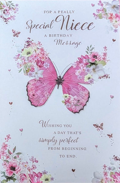 Niece Birthday - Traditional Pink Butterfly