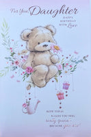 Daughter Birthday - Cute Bear On Flowers