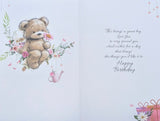 Daughter Birthday - Cute Bear On Flowers