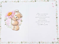 Nan Birthday - Cute Bear With Pink Flower