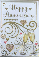 Your Anniversary - Traditional Champagne Glasses & Hearts