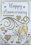 Your Anniversary - Traditional Champagne Glasses & Hearts