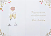 Your Anniversary - Traditional Champagne Glasses & Hearts