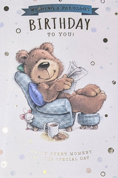 Open Male Birthday - Cute Bear In Armchair