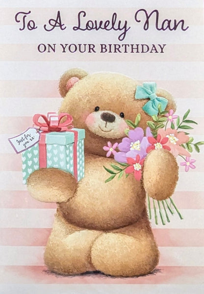 Nan Birthday - Cute Bear Pink