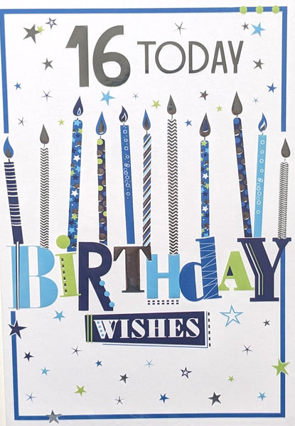 16 Boy Birthday - Blue & Silver candles