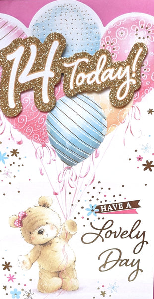 14 Girl Birthday - Slim Cute Balloons