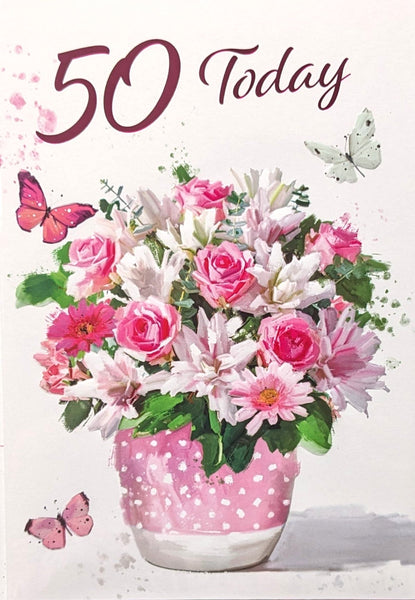 50 Birthday Female - Traditional Flower Pot
