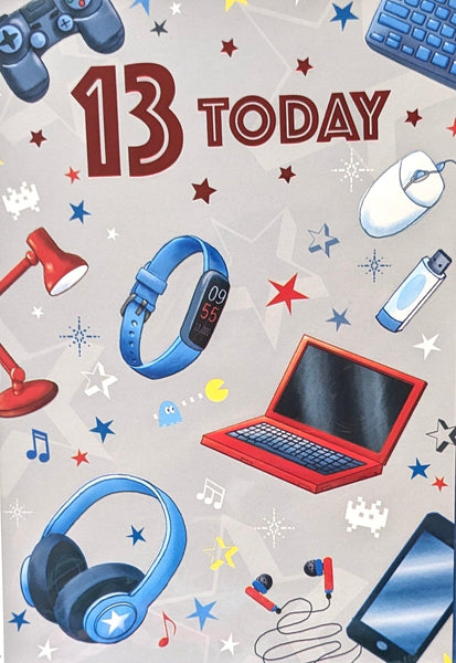 13 Boy Birthday - Red Laptop