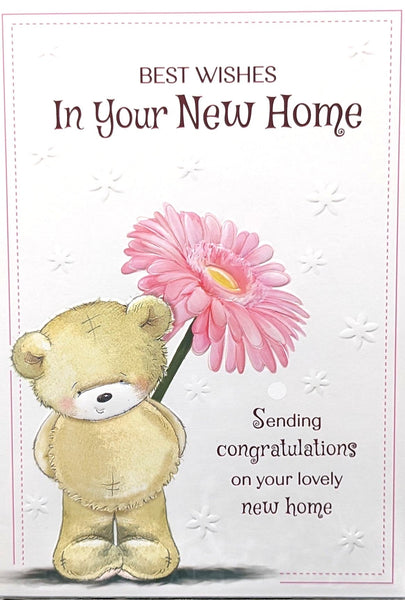 New Home - Cute Pink Flower Best Wishes