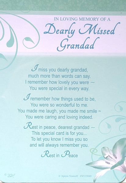 Grave Card Grandad - Green