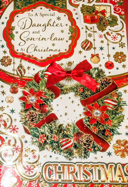 Daughter & Son In Law Christmas - Large 8 Page Traditional Wreath