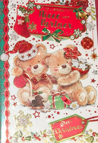 Niece & Partner Christmas - Cute Bears With Gifts
