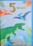 5 Boy Birthday - Green Dinosaur