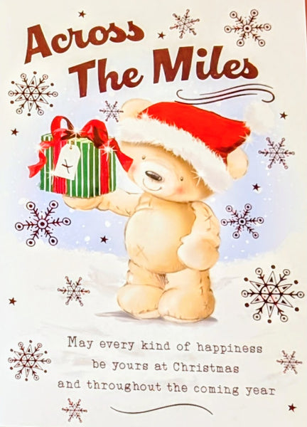 Across The Miles Christmas - Cute Bear With Green Gift