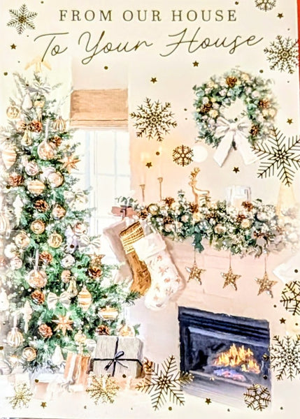 From Our House To Yours Christmas - Traditional Fireplace & Stockings