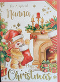 Nanna Christmas - Cute Bear and Fireplace