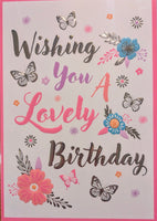 Open Female Birthday - Traditional Butterflies Lovely