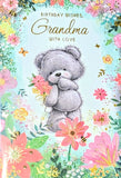 Grandma Birthday - Cute Bear With Flowers
