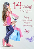 14 Girl Birthday - Girl With Shopping & Phone