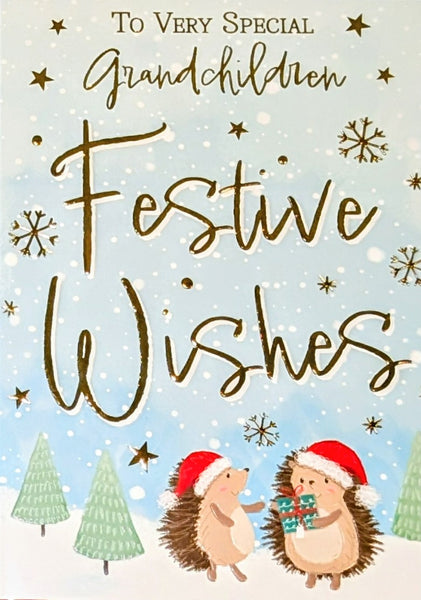 Grandchildren Christmas - Cute Hedgehogs Wishes