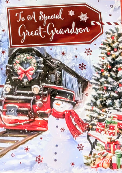Great Grandson Christmas - Traditional Train & Snowman
