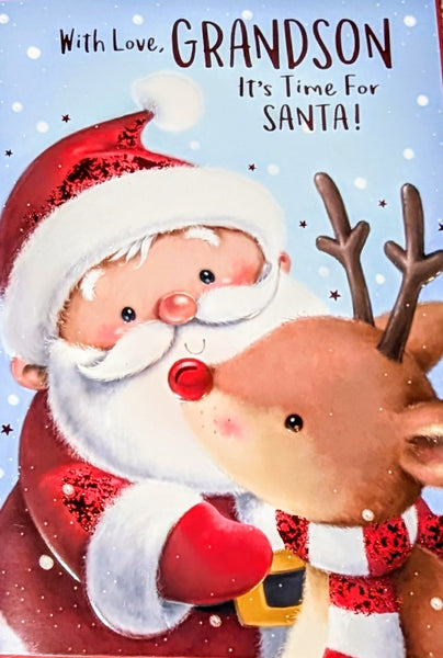Grandson Christmas - Santa & Rudolph