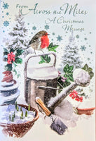 Across The Miles Christmas - Robin On Watering Can