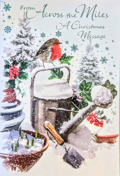 Across The Miles Christmas - Robin On Watering Can