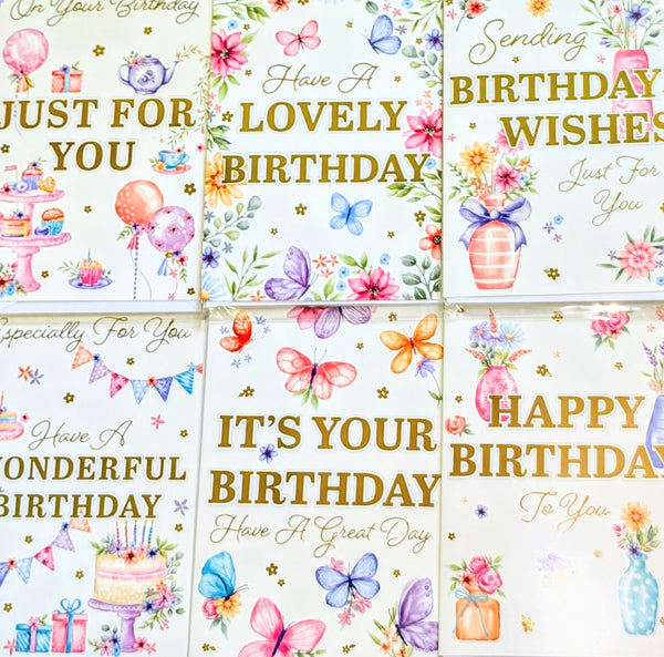 3 x Open Female Birthday Cards - Modern