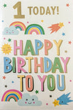 1 Girl Birthday - Rainbows Happy
