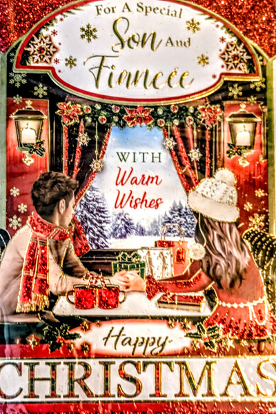 Son & Fiancée Christmas - Traditional Couple In Window