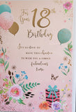 18 Birthday female - Balloons and Flowers