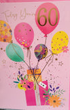 60 Birthday Female - Pink Balloons