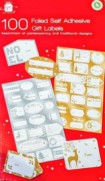 Christmas Self Adhesive Gift Labels - Gold & Silver