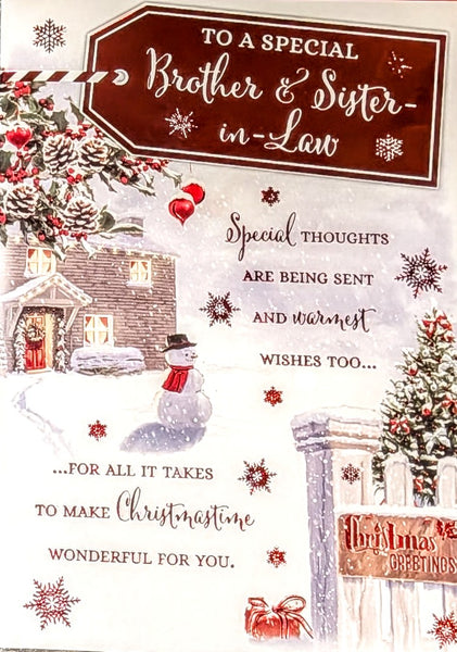 Brother & Sister In Law Christmas - Traditional House & Fence
