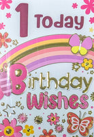 1 Girl Birthday - Rainbow Wishes