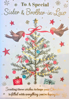Sister & Brother In Law Christmas - Large Traditional Robins & Tree