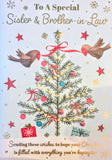 Sister & Brother In Law Christmas - Large Traditional Robins & Tree