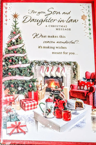 Son & Daughter In Law Christmas - Traditional Fireplace Words