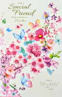 Friend Birthday - Traditional Butterflies & Flowers