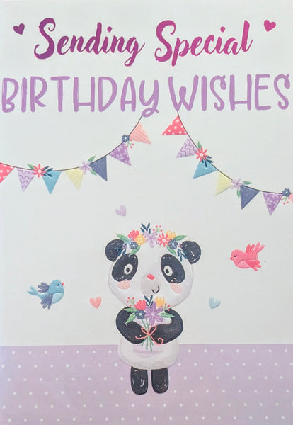 Open Female Birthday - Cute Panda Lilac