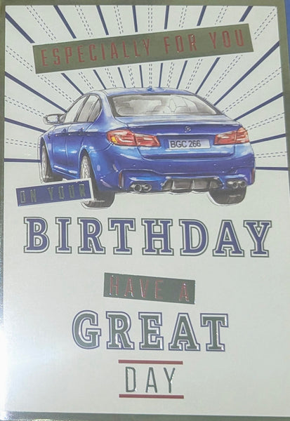 Open Male Birthday - Traditional Car Blue