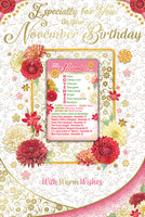 Open Female Birthday - November Birthday Keepsake