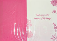 90 Birthday Female - Traditional Pink Flowers & Words