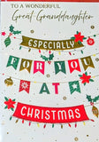 Great Granddaughter Christmas - Traditional Bunting Especially For You